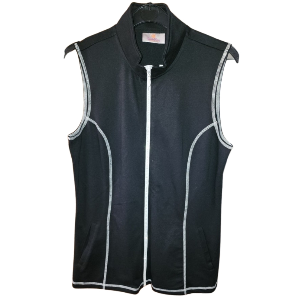 Quaker Factory NWT Women's Small Black and White Vest with a Rhinestones Zipper